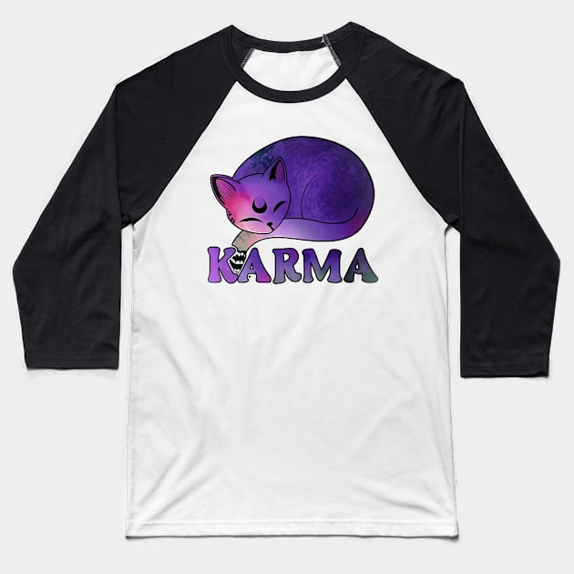 Quotes Funny Aesthetics  Me an Karma vibe like that Funny lazy cat Baseball T-Shirt by masterpiecesai